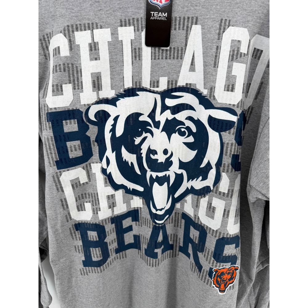 Chicago Bears Long Sleeve T Shirt Mens XL Gray NFL Team Apparel NWT Graphic Tee - Picture 2 of 7
